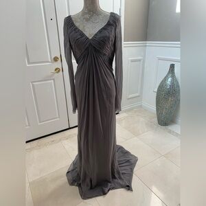 Pamella Roland Purple Scoop Neck Sleeveless Chiffon Gown Size 12